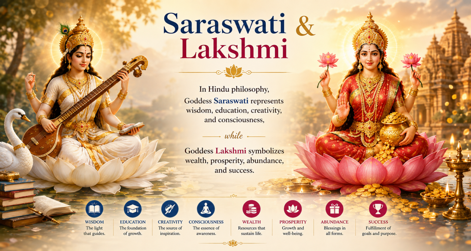 Saraswati and Lakshmi